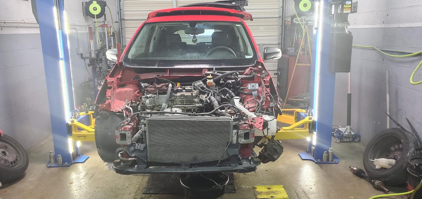Front end stripped to get at the work